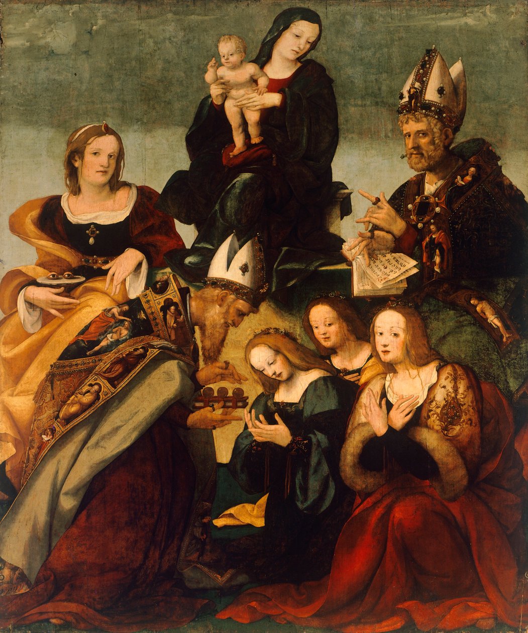 Virgen con el Niño y Santos Gregorio Magno (pintura) de Amico Aspertini