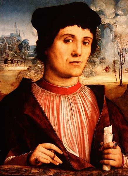 Retrato de un Clérigo Sosteniendo un Pergamino de Amico Aspertini