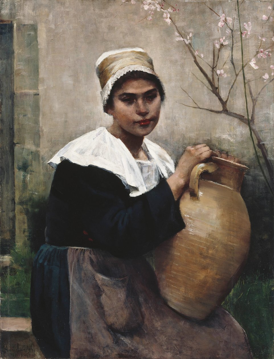Chica bretona con una jarra en la mano de Amélie Lundahl