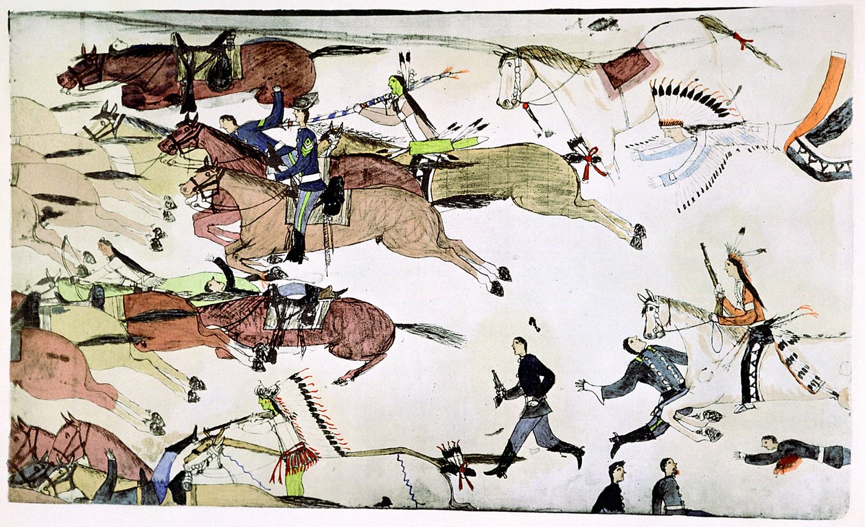 Batalla de Little Big Horn, Montana, EE.UU., 25-26 de junio de 1876, c1900 de Amos Bad Heart Buffalo