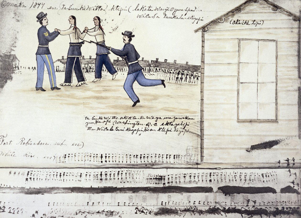 La muerte de Caballo Loco (c.1842-77) en 1877, Fort Robinson, Nebraska de Amos Bad Heart Buffalo