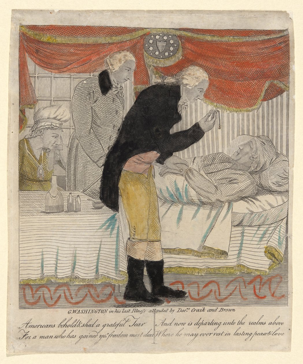 G. Washington en su última Enfermedad atendido por los Doctores Craik y Brown de Amos Doolittle