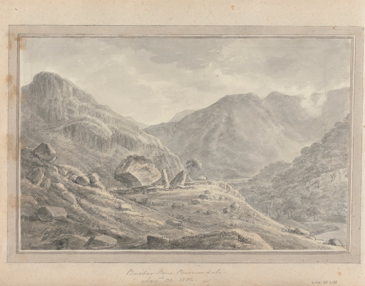 Vistas en Inglaterra, Escocia y Gales: Bowdar Stone Borrowdale, 30 de agosto de 1802 de Amos Green
