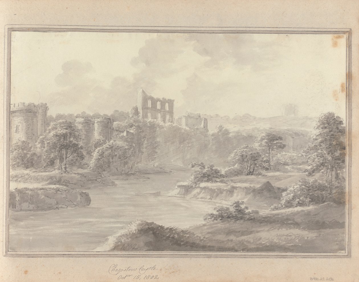 Vistas en Inglaterra, Escocia y Gales: Castillo de Chepstow, 15 de octubre de 1802 de Amos Green