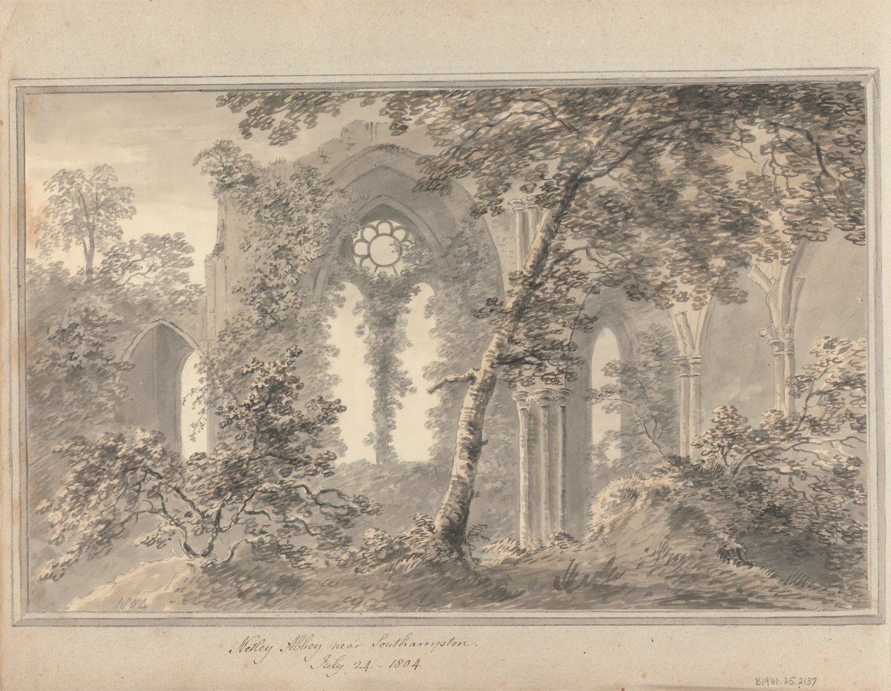 Vistas en Inglaterra, Escocia y Gales: Abadía de Netley, cerca de Southampton, 24 de julio de 1804 de Amos Green