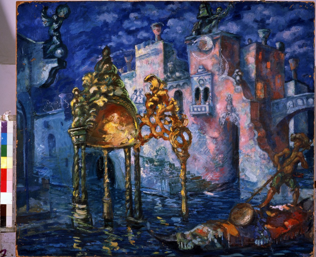 Venise, decor pour la piece la Locandiera de Carlo Goldoni (1707-1793) (Venecia, escenografía para la obra La Locandiera de C. Goldoni). Peinture d