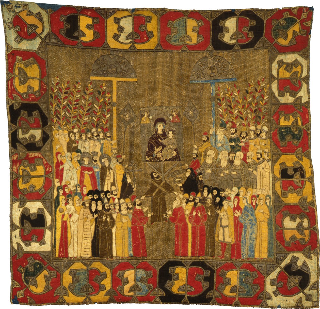 Procesión del Domingo de Ramos en Moscú el 8 de abril de 1498. Zoe Palaiologina con hijas a la izquierda, Iván III, Elena de Valaquia, D, 1498 de Ancient Russian Art