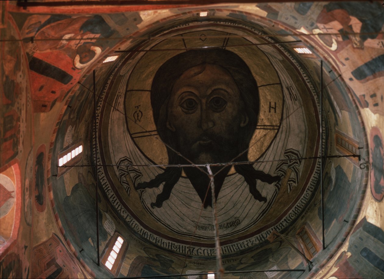 El Santo Rostro Pintura en la cúpula de la Catedral del Arcángel Miguel del Kremlin de Moscú, 1652-1666 de Ancient Russian frescos