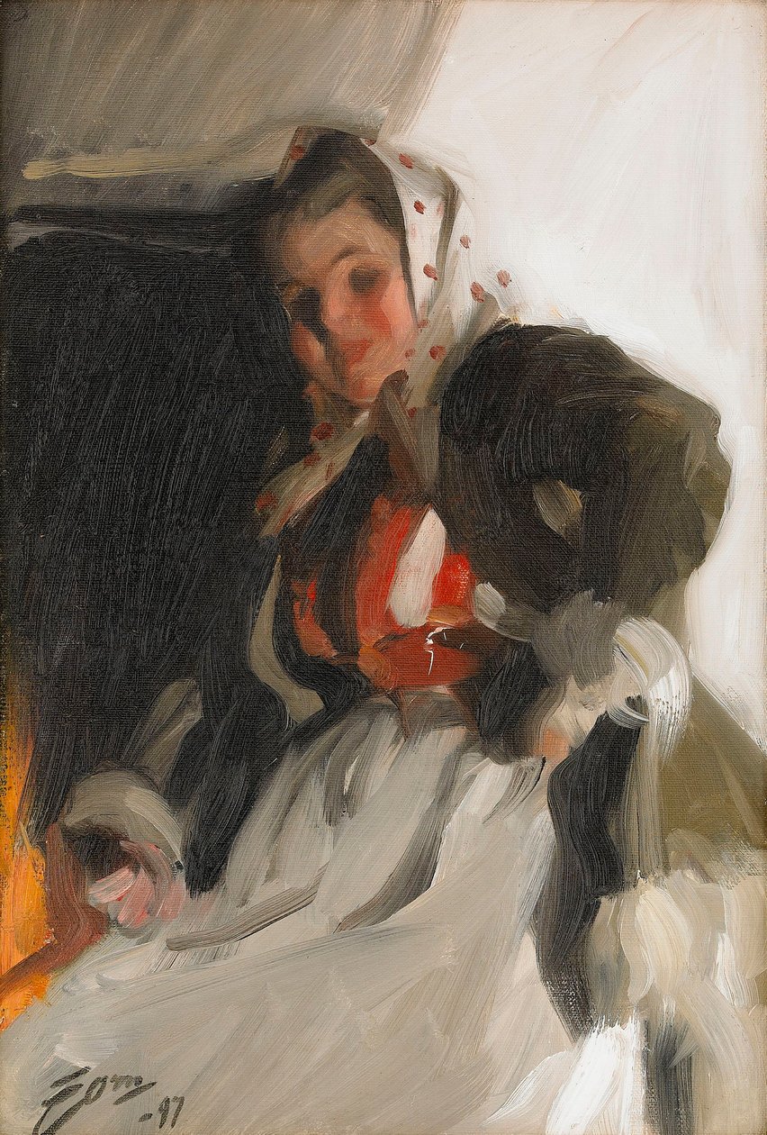 Junto a la chimenea de Anders Leonard Zorn