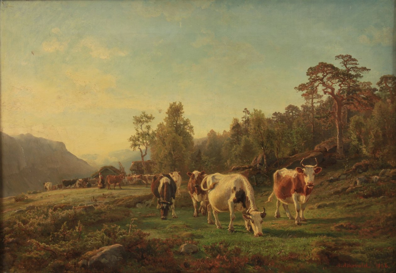 Paisaje con vacas de Anders Askevold