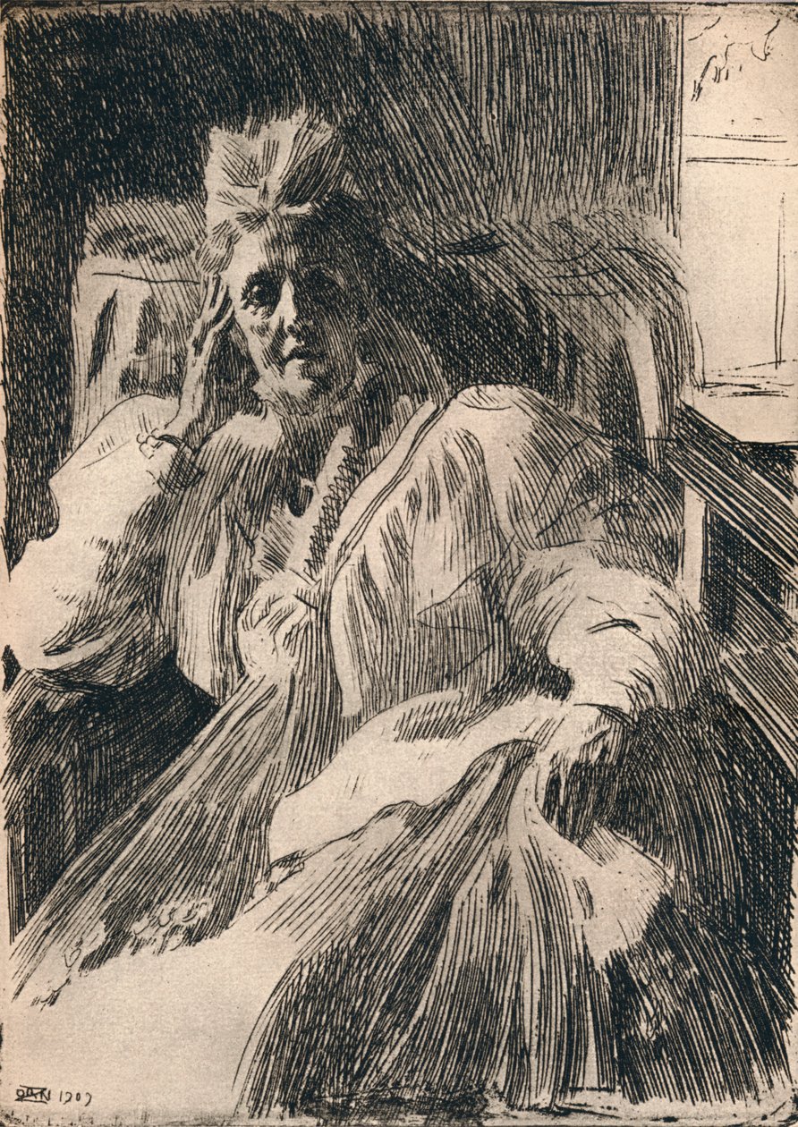 Un grabado de la Reina Viuda de Suecia, c. 1909 de Anders Leonard Zorn
