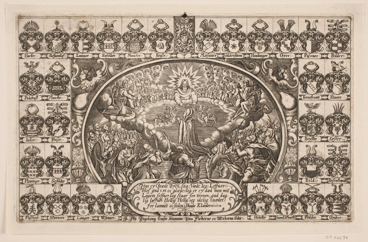 Señora Ingeborg Kruse arrodillada ante el trono de Dios. De sermón fúnebre de Anders Ottesen