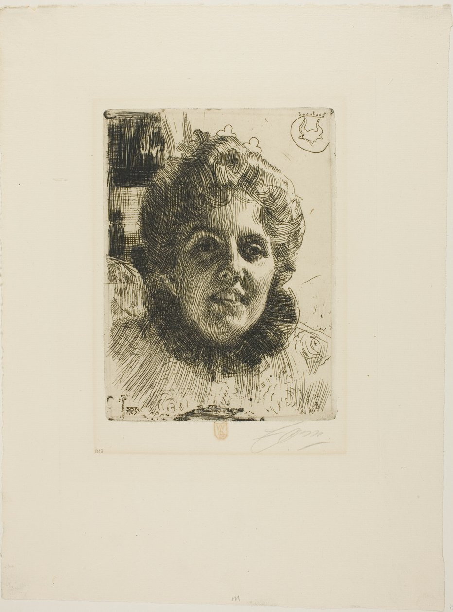 Aurore (Sra. Aurore Klintberg, de soltera Oxenstierna, Cabeza) de Anders Leonard Zorn