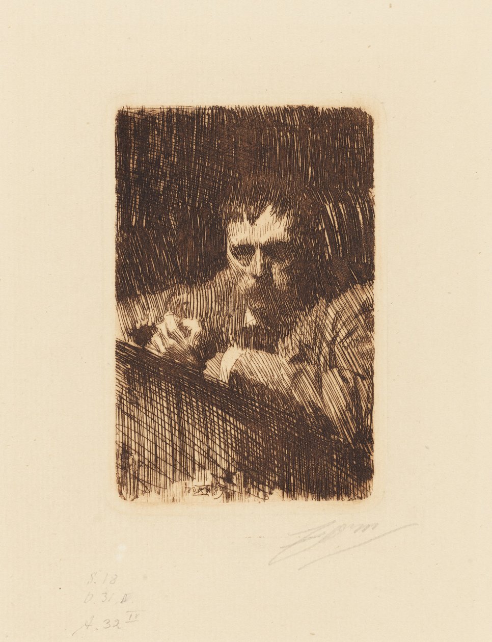 Grabador. Autorretrato de Anders Zorn