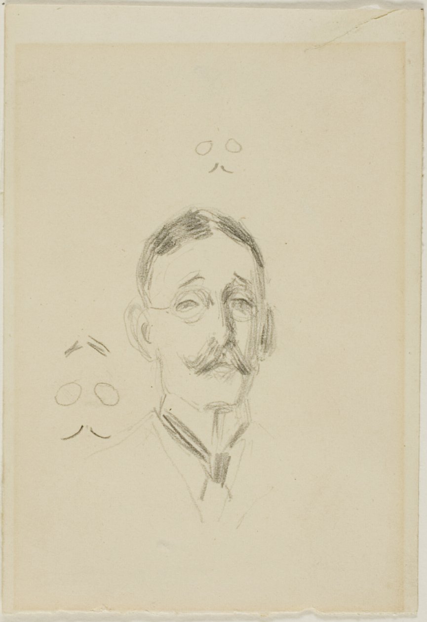Cabeza de hombre con gafas con dos bocetos de Anders Zorn