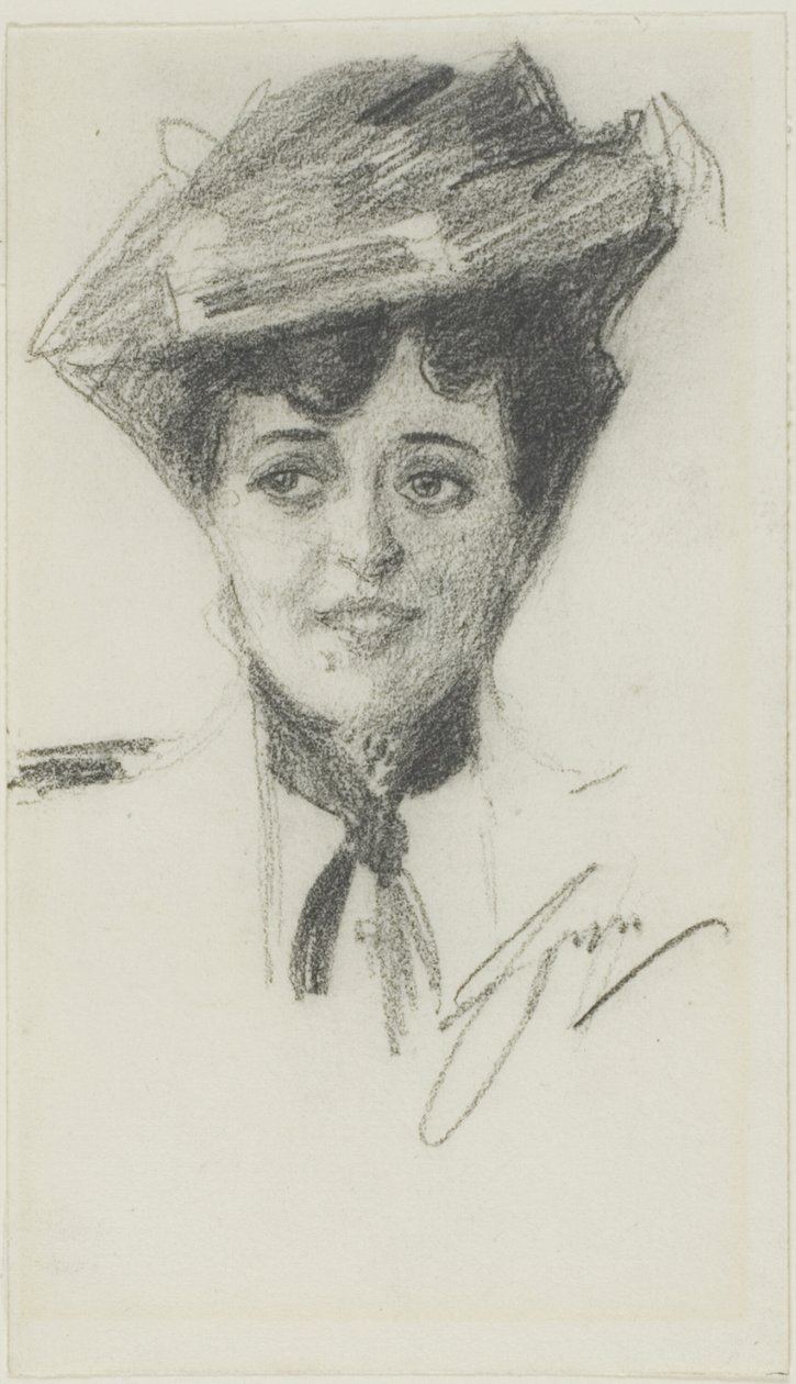 Cabeza de una joven con sombrero de Anders Leonard Zorn