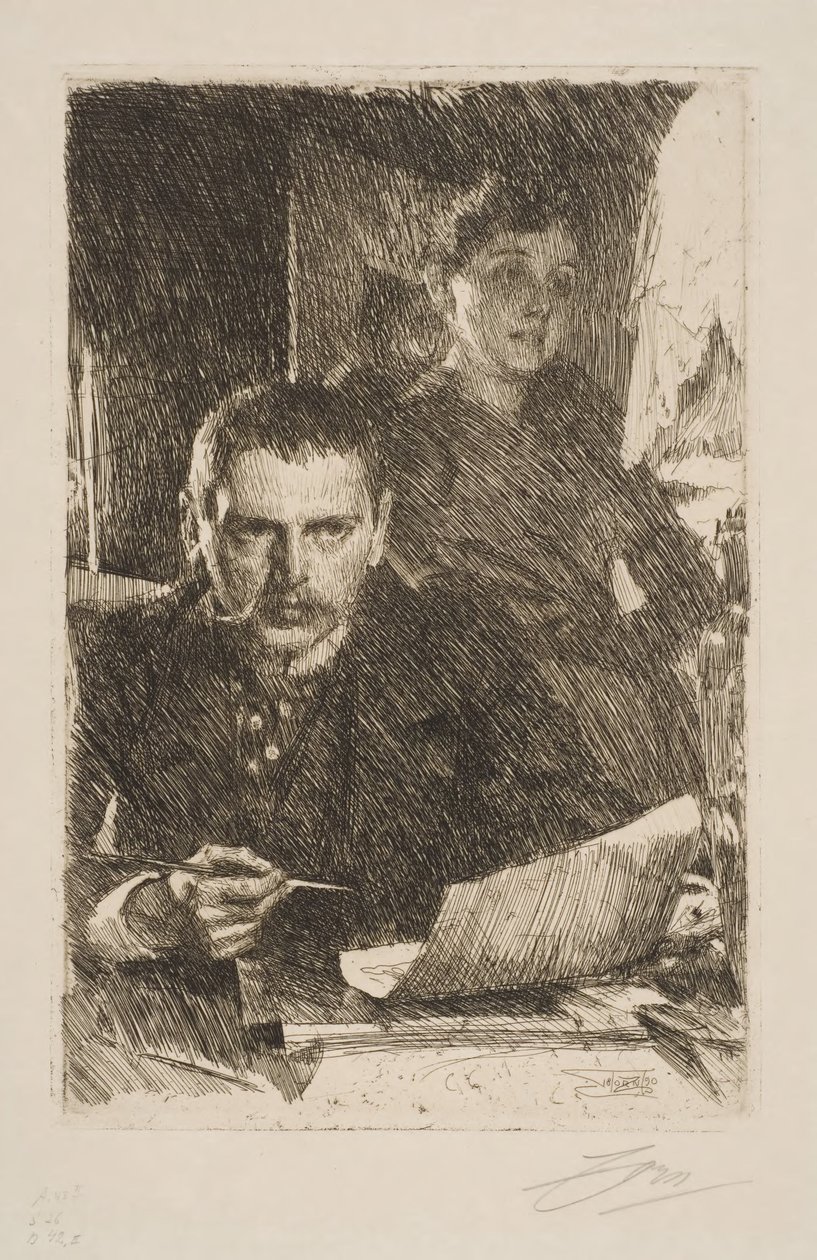 Autorretrato con su esposa Emma de Anders Zorn