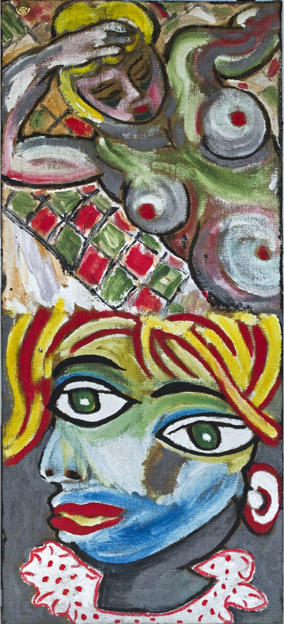RETRATO EXPRESIONISTA DESNUDO Y CUBISTA, 2012 (acrílico sobre lienzo de yute tensado sobre bastidor de madera) de Ando Gilardi