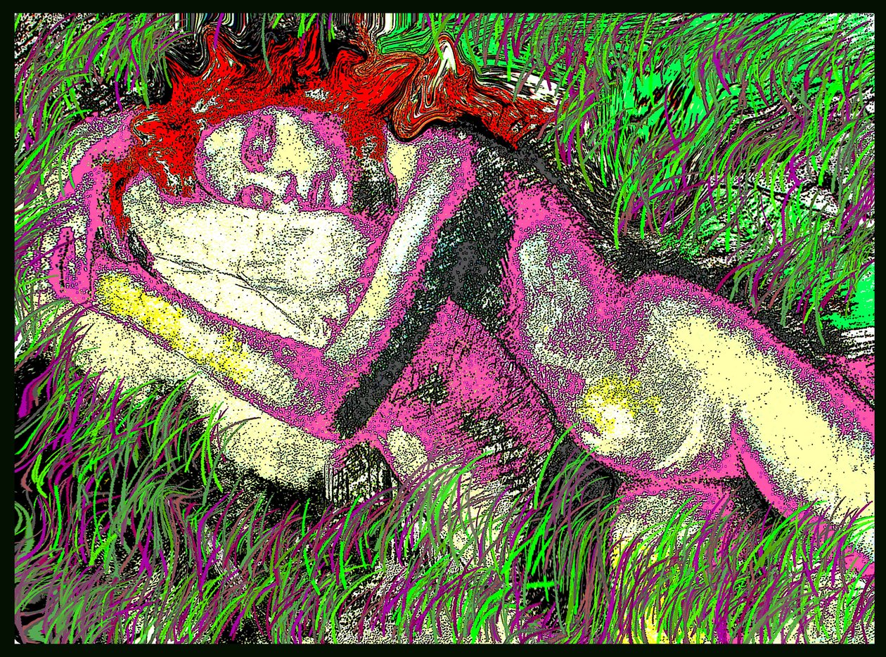 DORMIR EN LA HIERBA CLONADA 2002, 2002 (Pintura digital) de Ando Gilardi