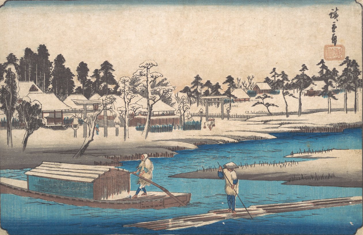 Clima despejado después de la nieve en Massaki de Ando Hiroshige