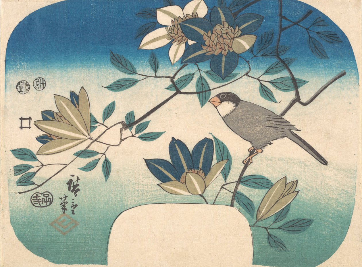 Clemátide y pájaro de Ando Hiroshige