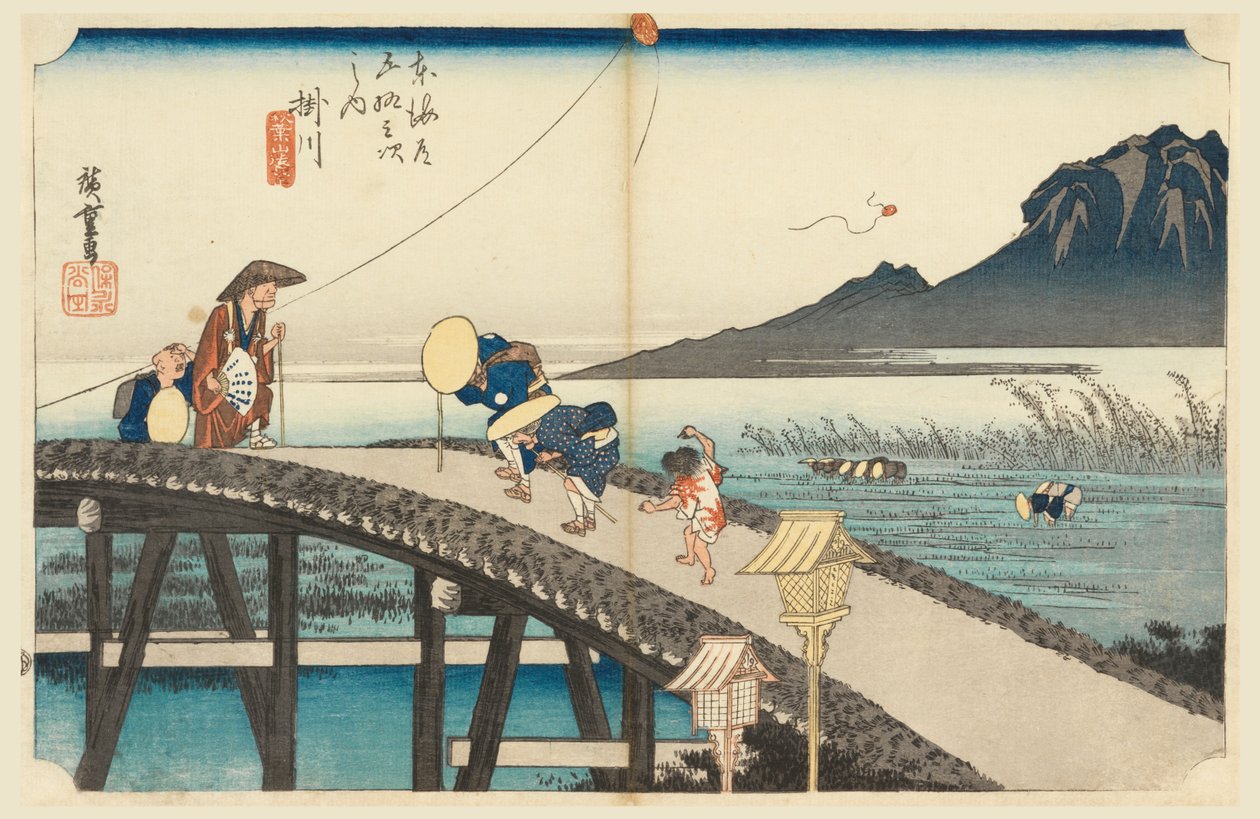 Kakegawa, Monte Akiha, en Las cincuenta y tres estaciones del camino Tokaido (Tokaido Gojusan Tsugi-no Uchi) de Ando Hiroshige
