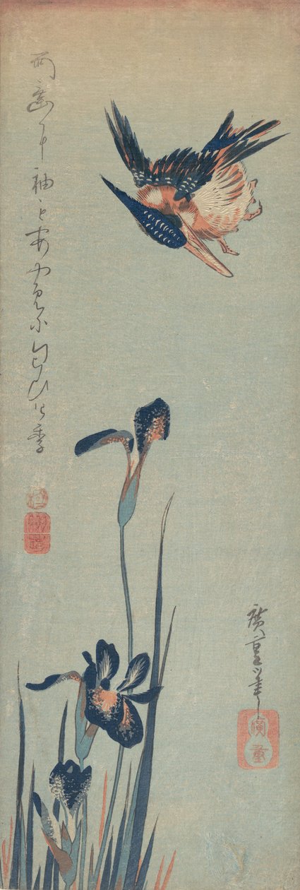 Martinete y lirios, 1832-34 de Ando Hiroshige