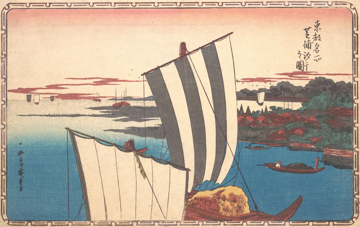 Recolección de conchas en Shibaura de Ando Hiroshige