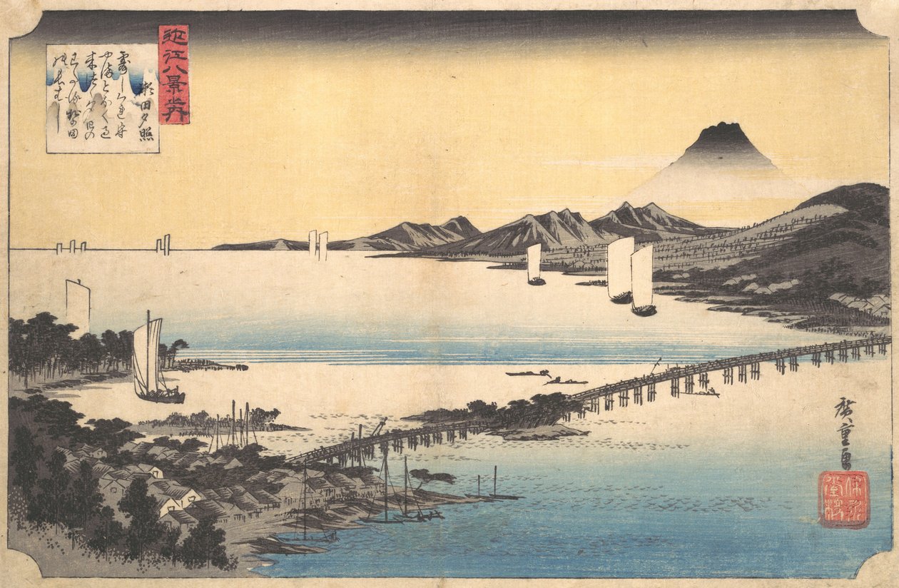 Brillo del atardecer en Seta, de la serie Ocho vistas de la provincia de Omi, 1834-35 de Ando Hiroshige