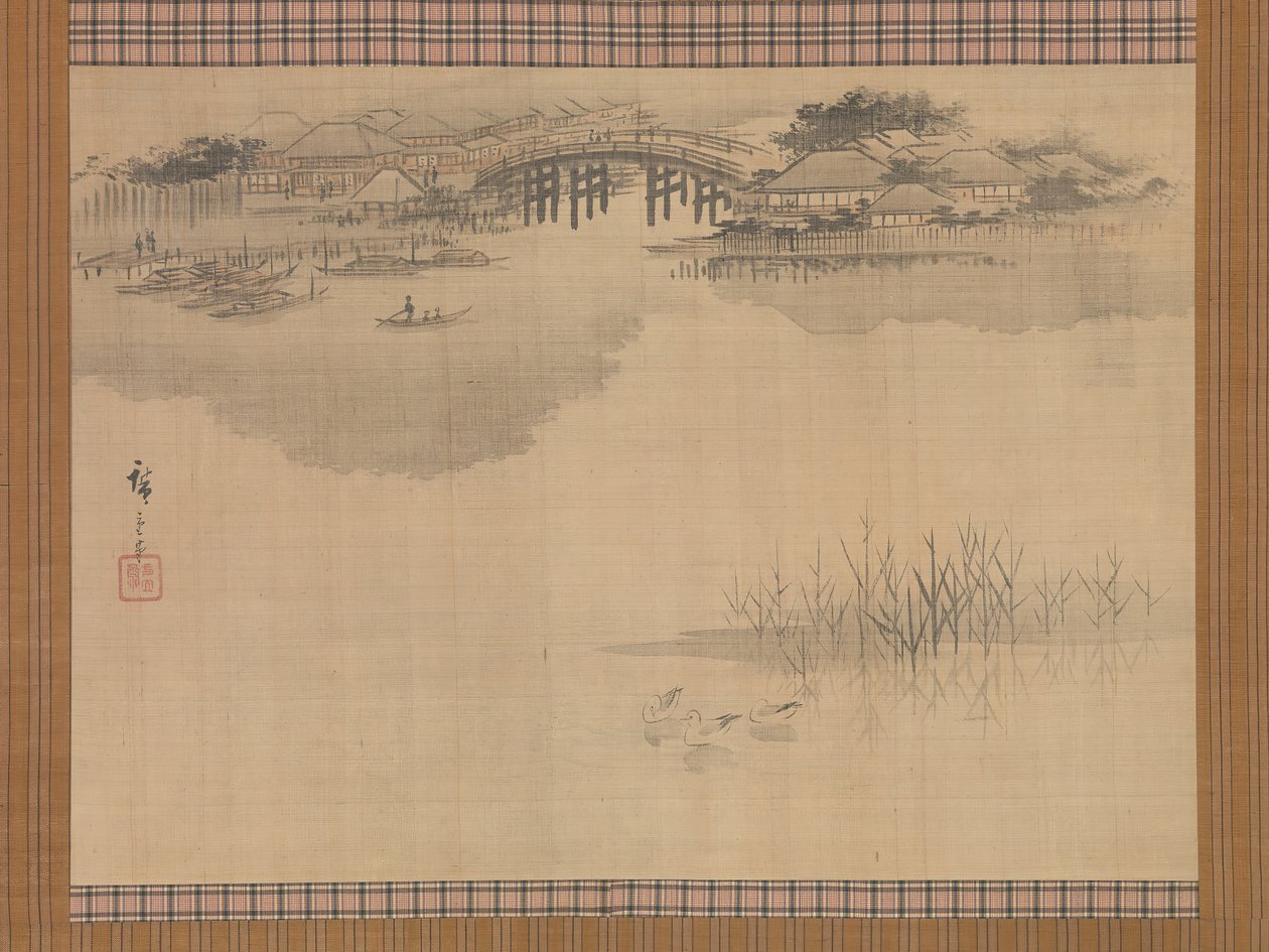 El puente Imado al pie del monte Matsuchi, siglo XIX de Ando Hiroshige
