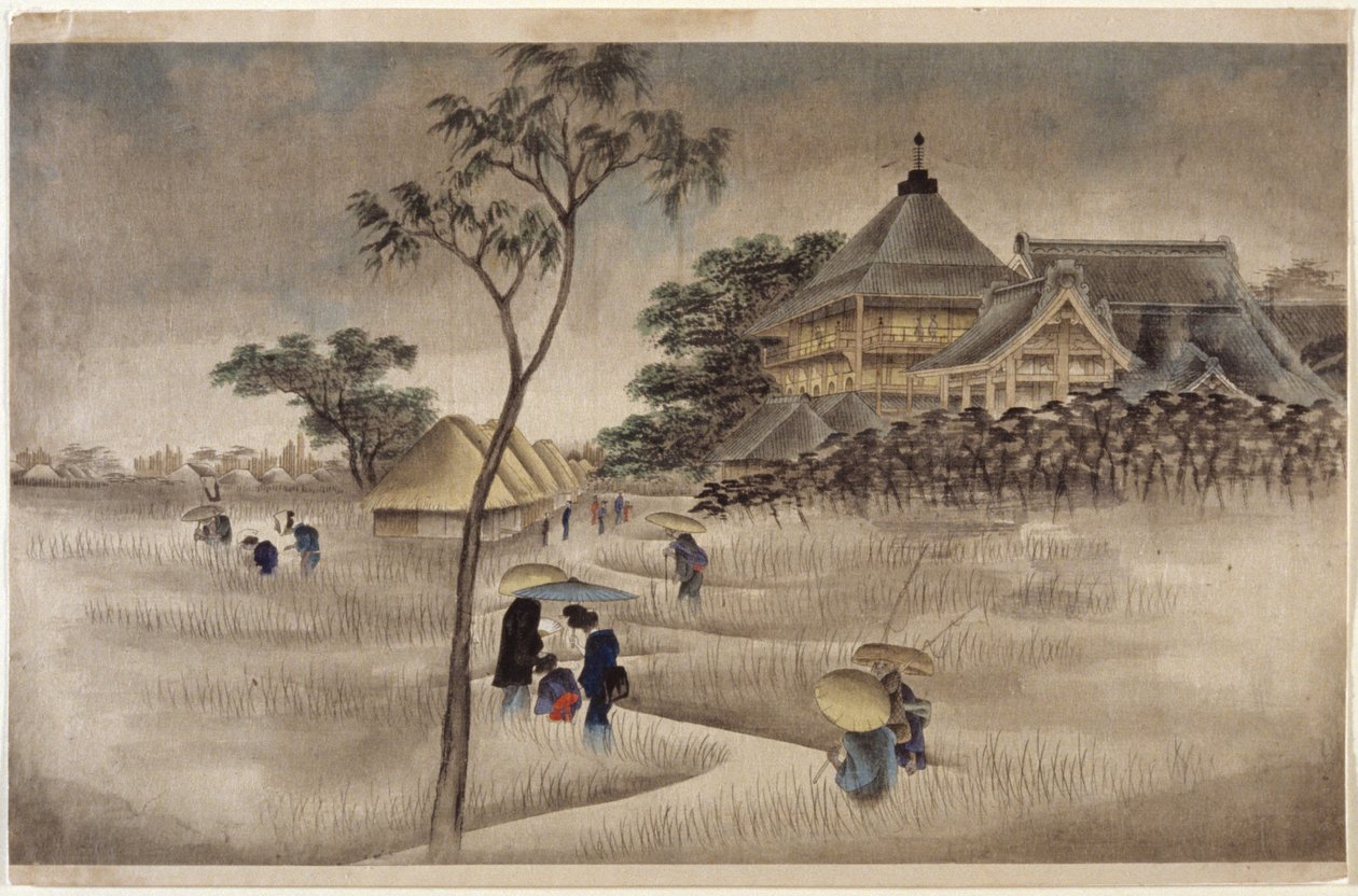 (Edificio grande con casetas debajo) (Igual que 17.218) de Ando or Utagawa Hiroshige