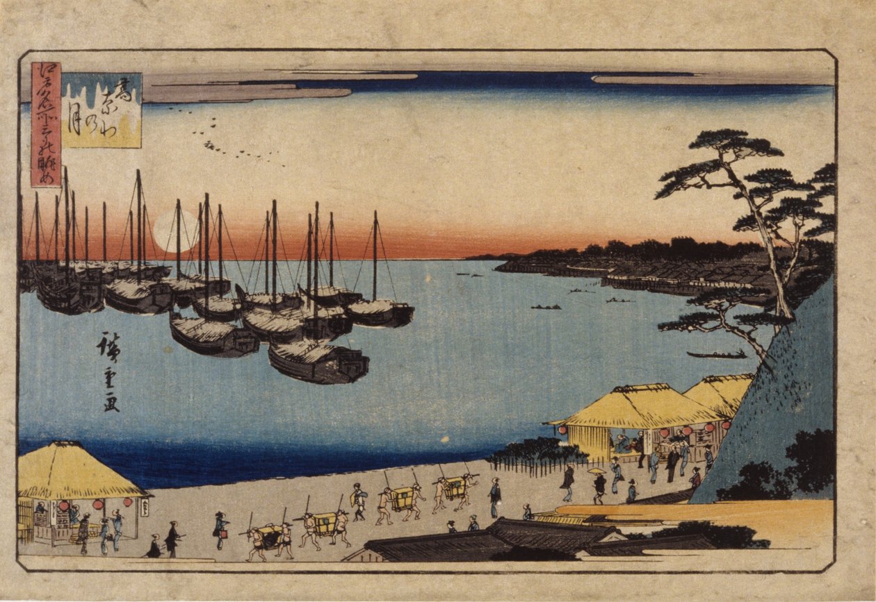 (Veleros en el puerto) de Ando or Utagawa Hiroshige