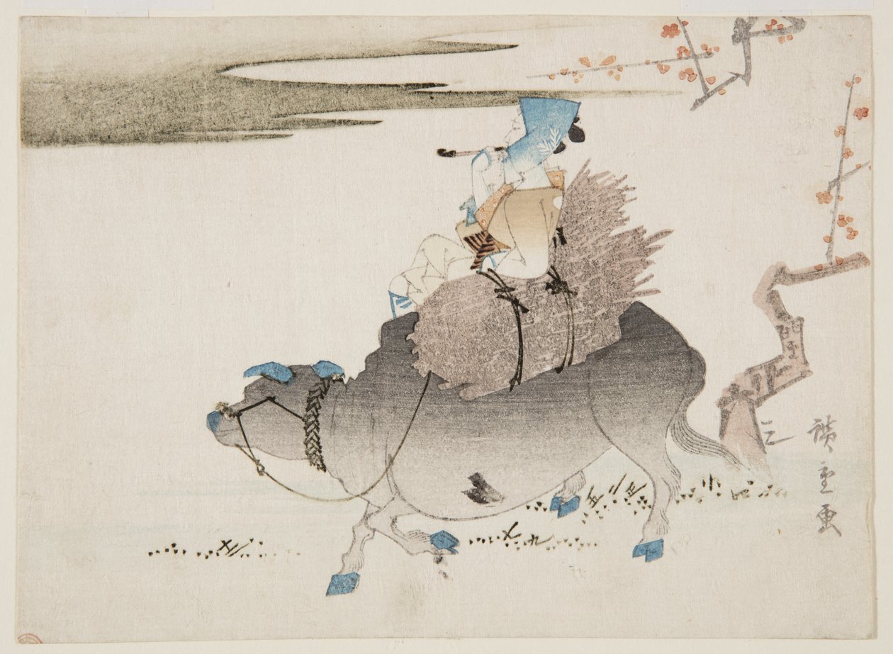 Vaquero y una vaca de Ando or Utagawa Hiroshige