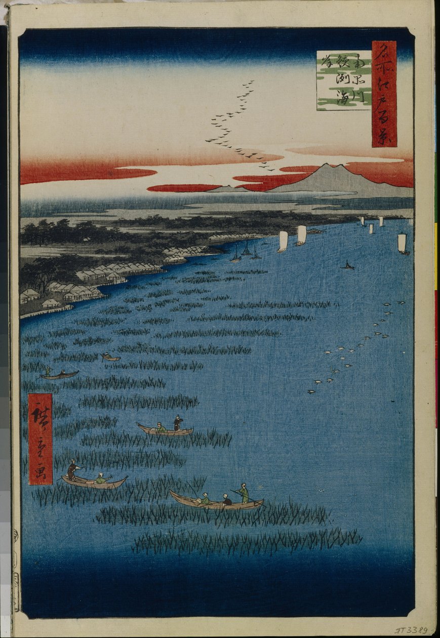 Cien vistas famosas de Edo: Minami Shinagawa y la costa de Samezu de Ando or Utagawa Hiroshige