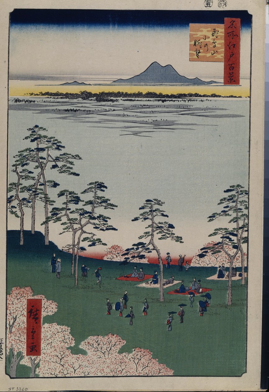 Cien vistas famosas de Edo: Vista al norte desde Asukayama de Ando or Utagawa Hiroshige
