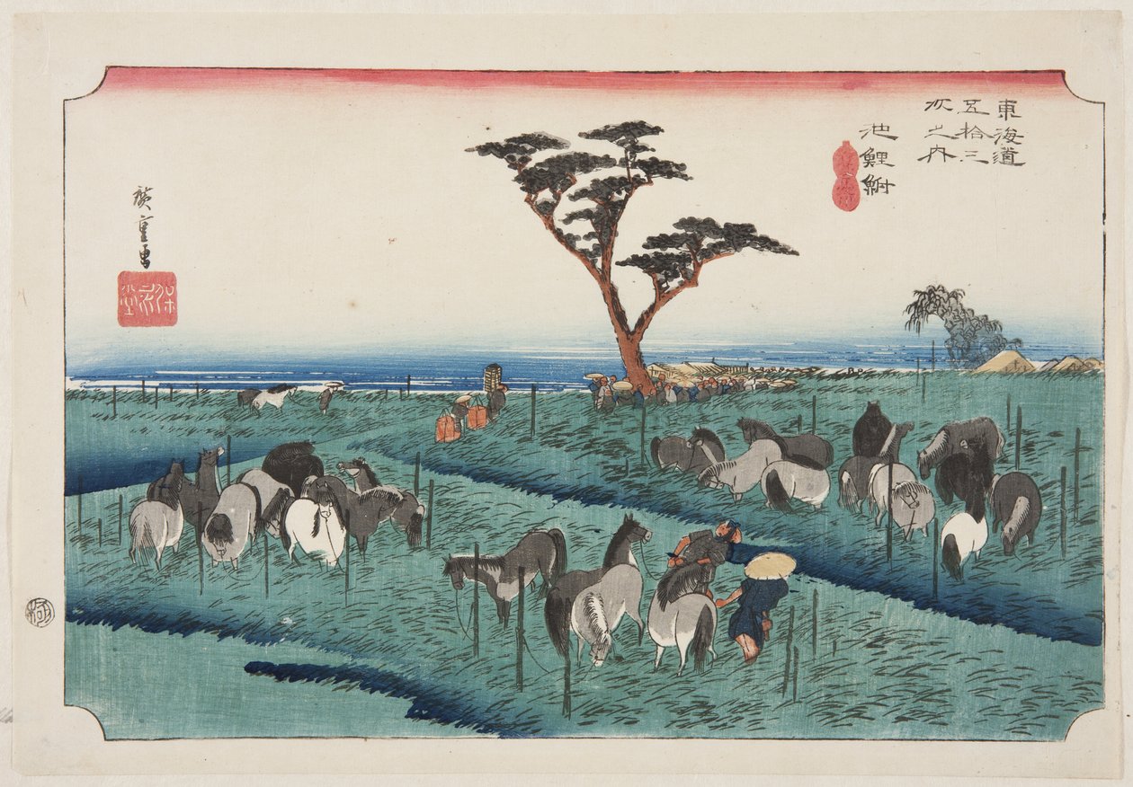 Chiryū: Feria de caballos de principios de verano de Ando or Utagawa Hiroshige