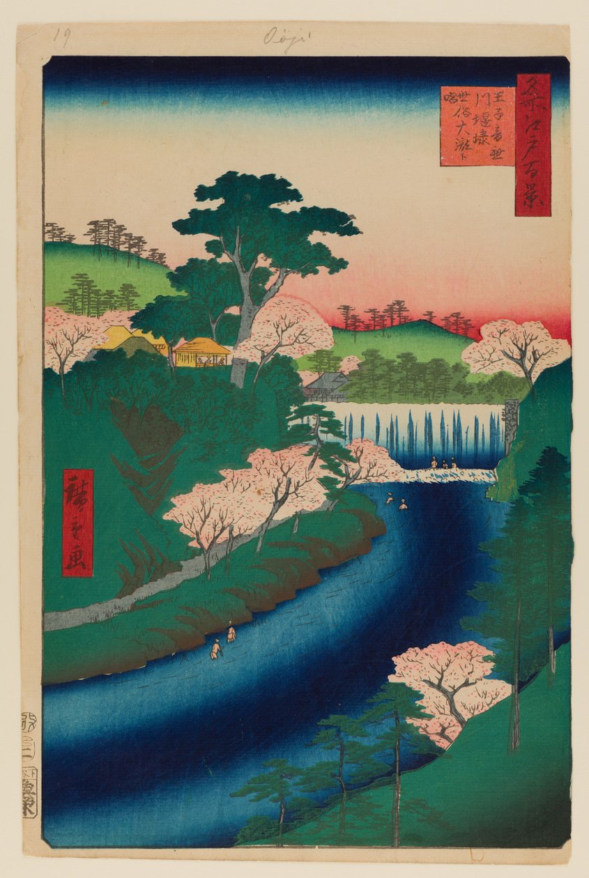 Presa del río Otonashi en Oji de Ando or Utagawa Hiroshige