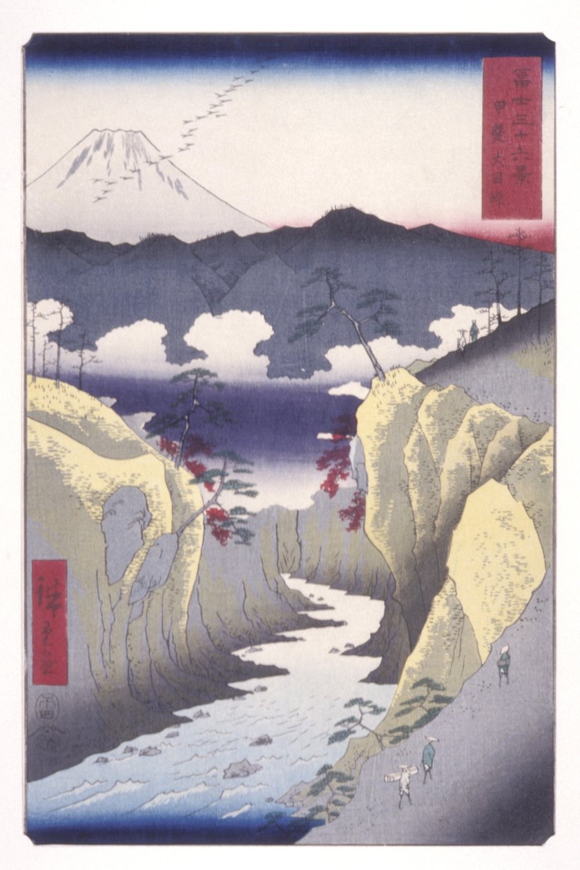 Paso del Ojo del Perro en la provincia de Kai (Kai Inumet?ge) (xilografía en color) de Ando or Utagawa Hiroshige