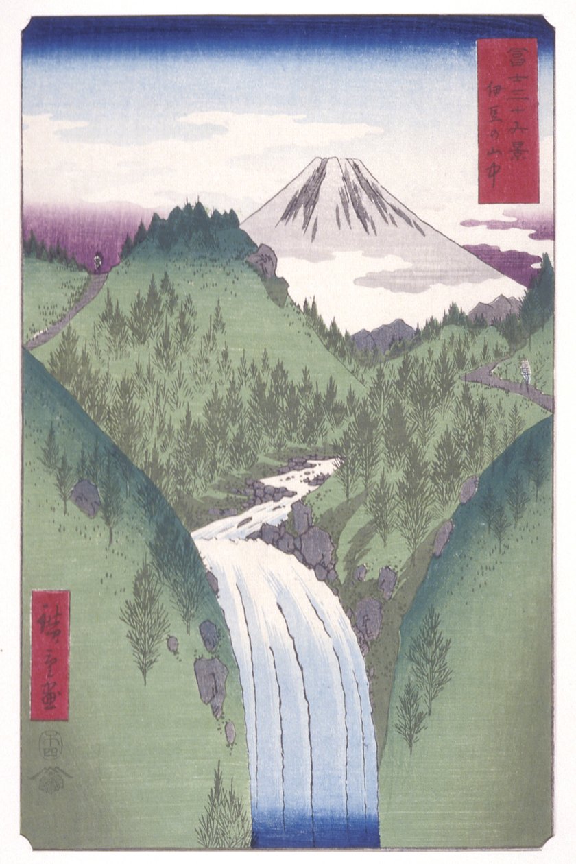 En las montañas de Izu (Izu No Sanch?) (xilografía en color) de Ando or Utagawa Hiroshige