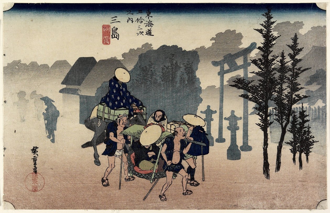 Niebla matutina, Mishima, c. 1833 de Ando or Utagawa Hiroshige