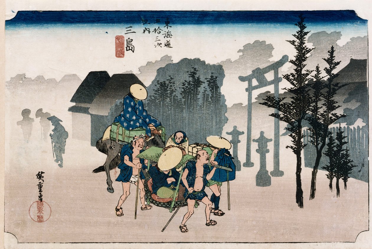 Niebla matutina en Mishima, de la serie "Las cincuenta y tres estaciones del Tokaido", c.1834 de Ando or Utagawa Hiroshige