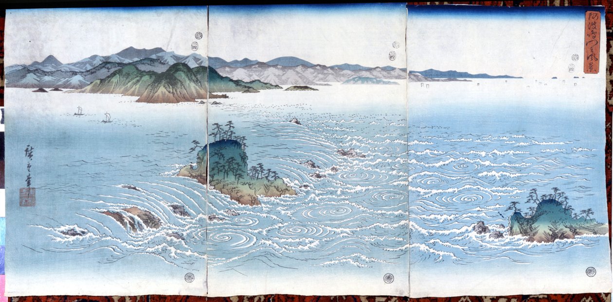Gargantas de Naruto en Awa, sd. Impresiones de Katsushika (Utagawa) Hiroshige (1797-1858). de Ando or Utagawa Hiroshige
