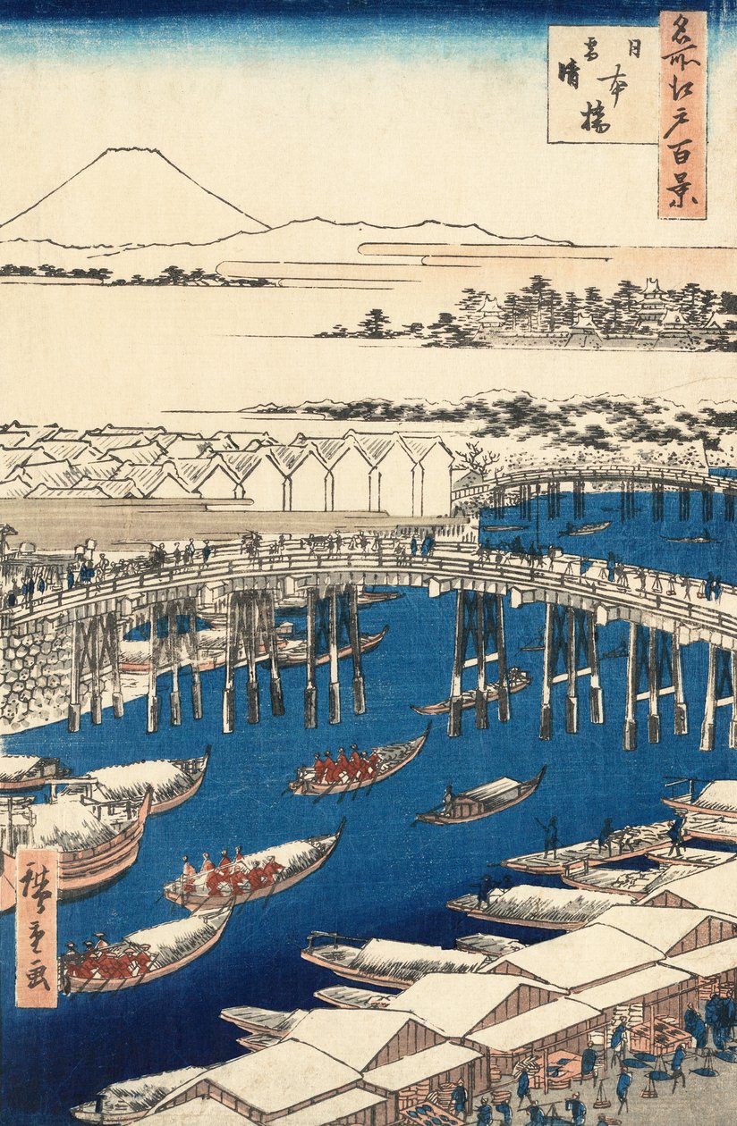 Nihonbashi, despejando después de la nieve por Utagawa Hiroshige de Ando or Utagawa Hiroshige