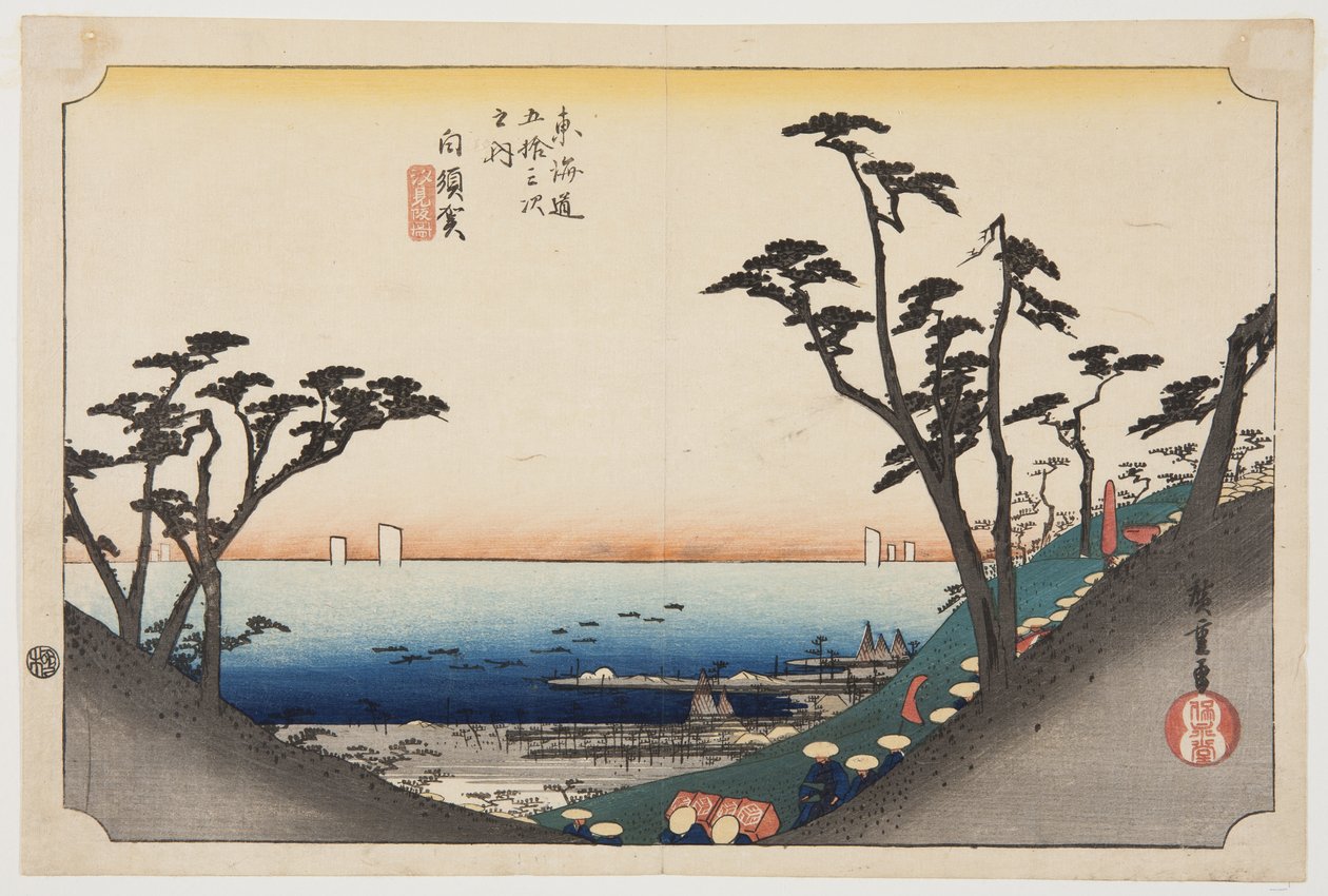 Shirasuka: Vista de Shiomizaka de Ando or Utagawa Hiroshige