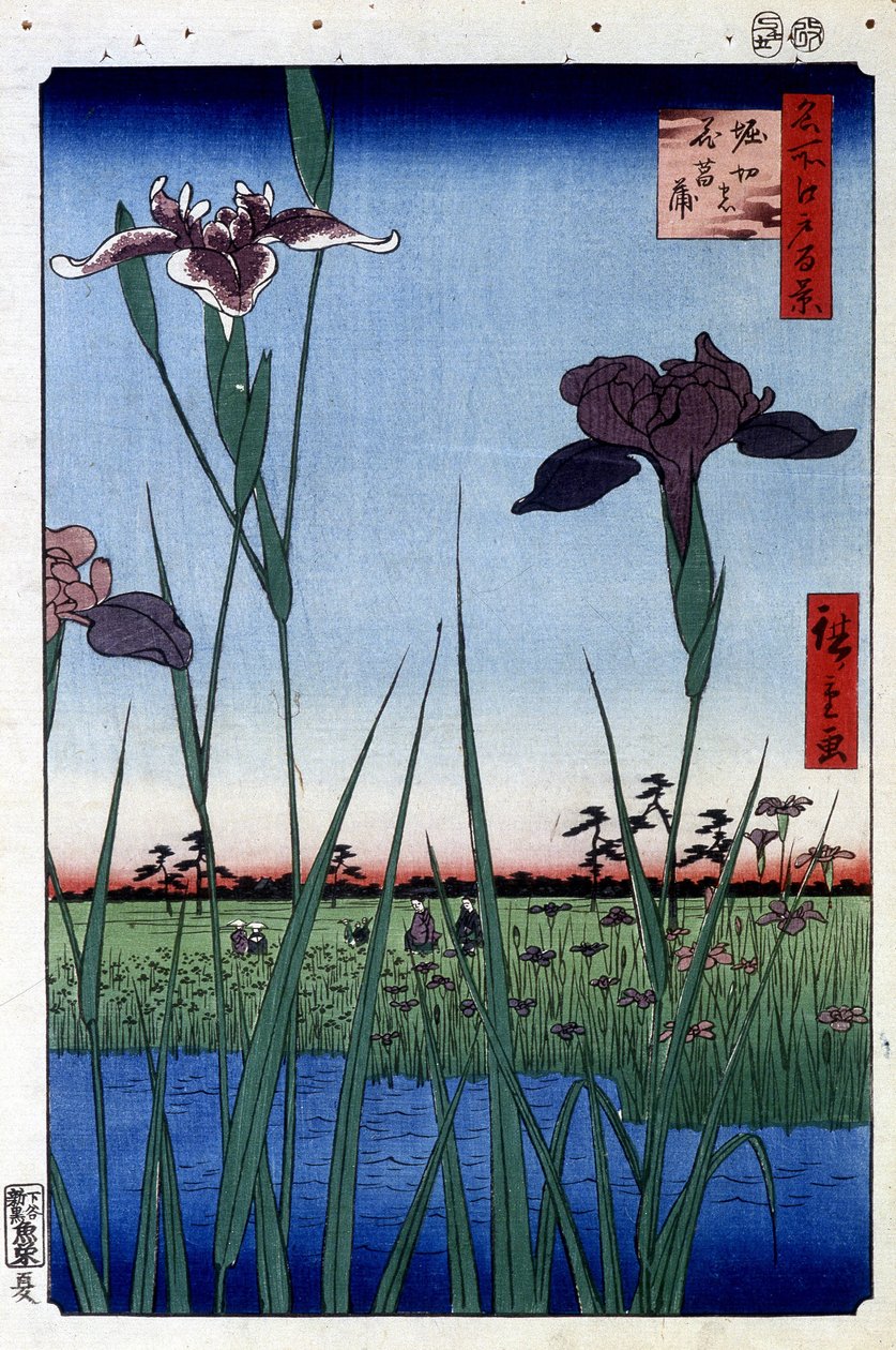 Iris de agua - Estampa japonesa de Utagawa Hiroshige. Cien vistas de Edo de Ando or Utagawa Hiroshige