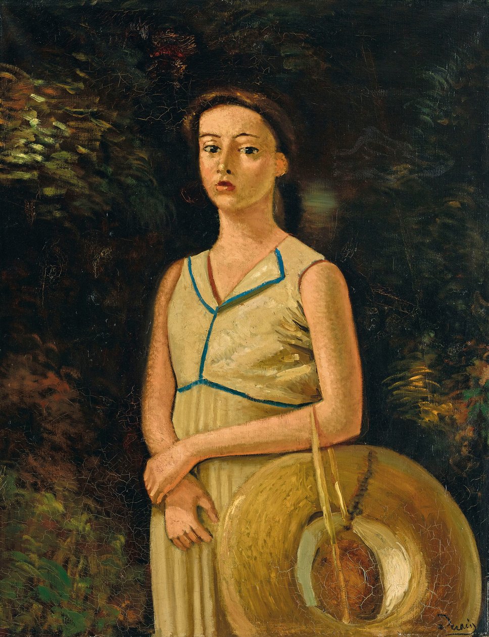Retrato de Geneviève con sombrero de paja, sobrina del pintor de Andre Derain