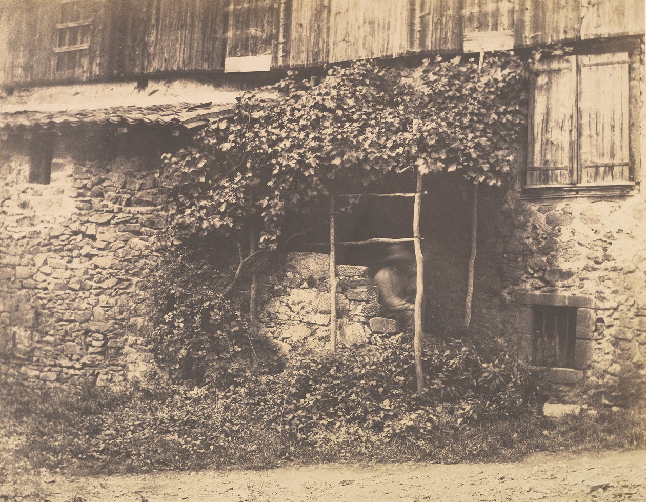 [Edificio Rústico con Hombre bajo Enrejado], ca. 1853 de André Giroux