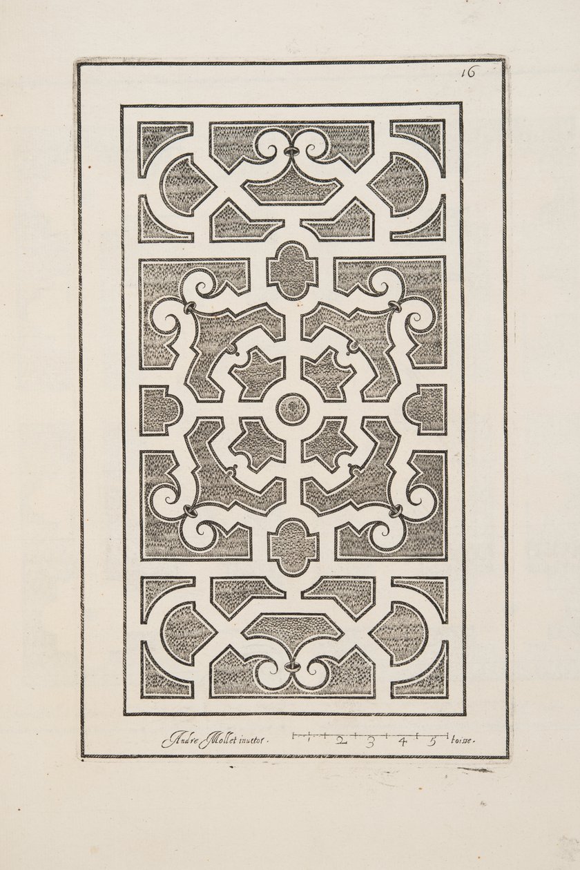 Diseño para Parterre, del Theatre des Plans et Jardinages, pub.1652 (grabado) de André Mollet