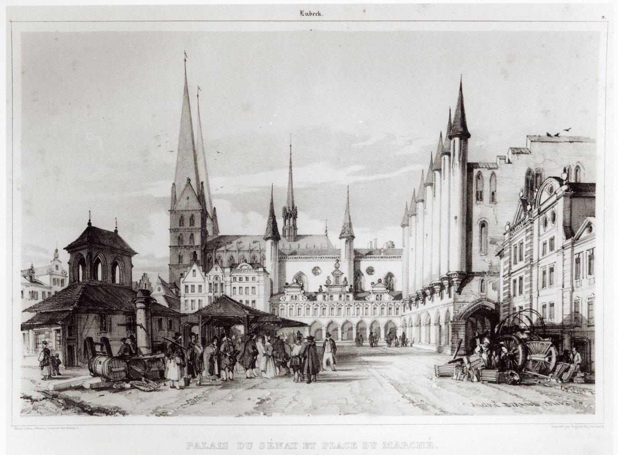 El Senado y el mercado en Lubeck, ilustración de 