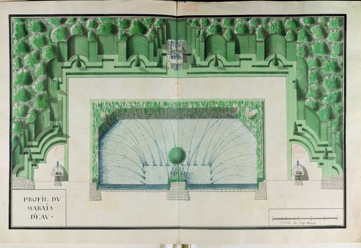 Ms 130747 Diseño para un jardín acuático en Versalles de Andre Le Notre